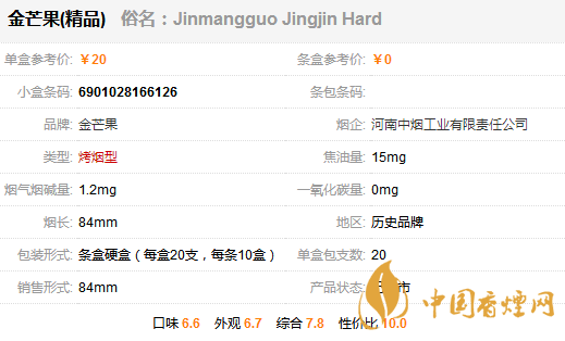 金芒果香煙多少錢(qián)一盒 金芒果精品香煙價(jià)格表圖一覽