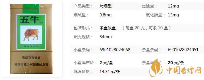 五牛綠香煙多少錢一包  2020五牛綠香煙價(jià)格及參數(shù)一覽