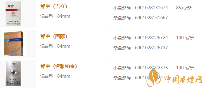 都寶香煙價(jià)格表圖一覽 都寶香煙多少錢(qián)一包
