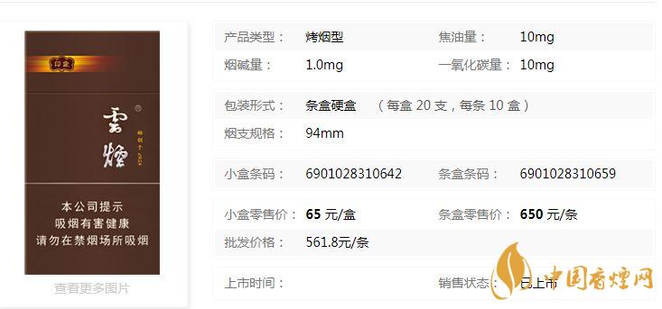 云煙94mm印象多少錢一盒？云煙94mm印象價格及參數(shù)2020