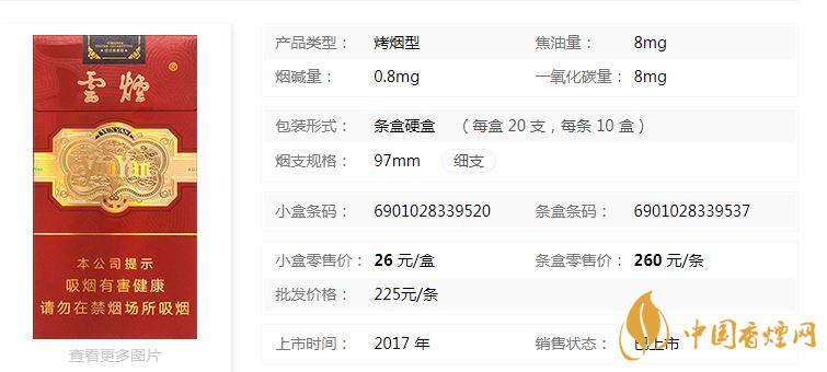 云煙細(xì)支珍品價格多少錢2020價格表