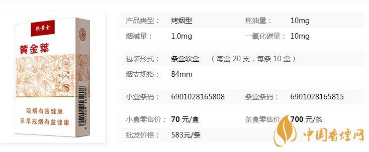 黃金葉軟黃金煙價格表2020售價最新