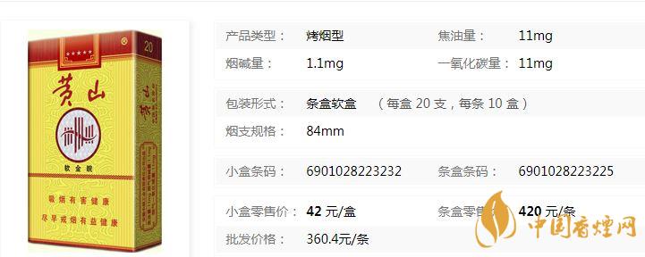 黃山軟金皖軟盒多少錢？黃山軟金皖煙價(jià)格及參數(shù)