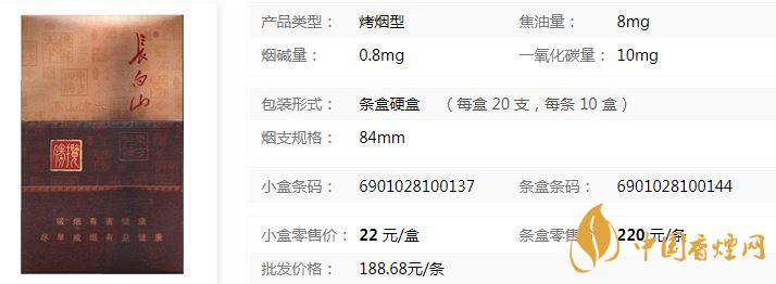 長白山攬勝多少錢一盒價格 長白山攬勝香煙零售價
