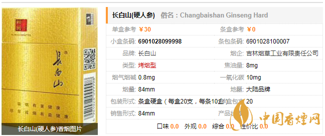 長白山硬人參香煙價格及圖片 長白山硬人參香煙怎么樣